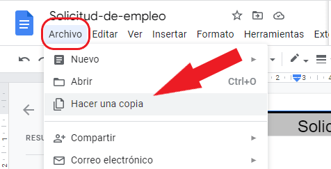 Solicitud de empleo formato docx
